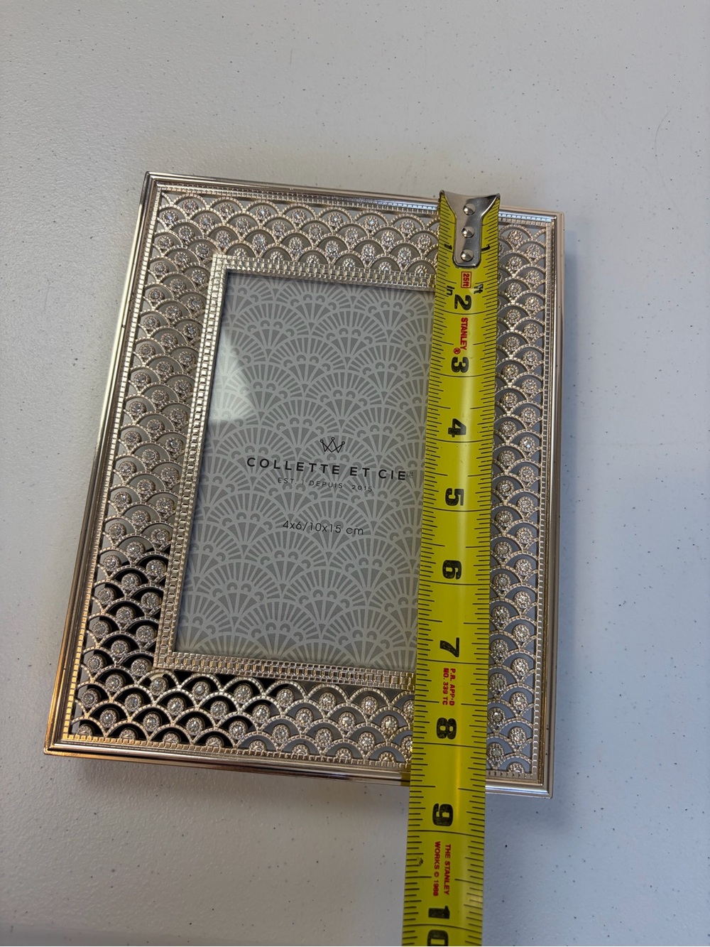 Colette Et Cie Silver Tone Rhinestone Picture Frame 4x6 Art Deco Glam Home Decor - Picture 7 of 8